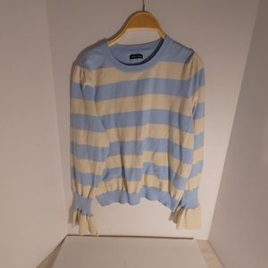 Who What Wear Sweater Blue and Beige Striped Knit Size M